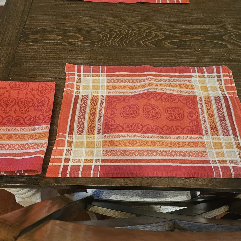Sur La Table Red and Orange Cotton Napkins & Placemats (4 Each)